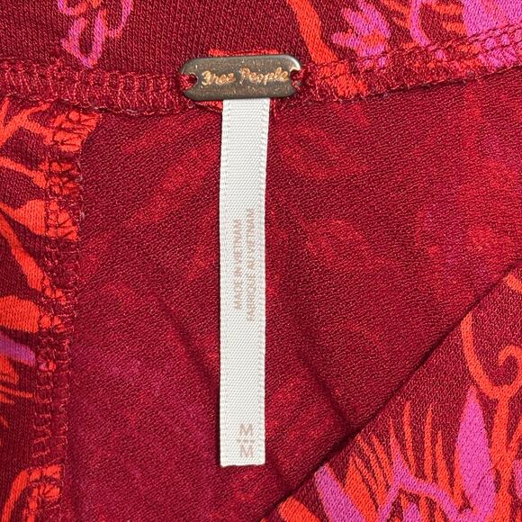 Free People HELLO LOVER Floral Ruched Long Sleeve Flowy Tunic Top Dress in Red M - Picture 8 of 10